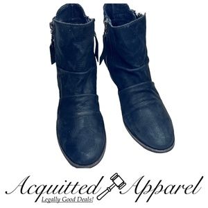 Bison Leather Suede Black Ankle Booties by Matisse Footwear